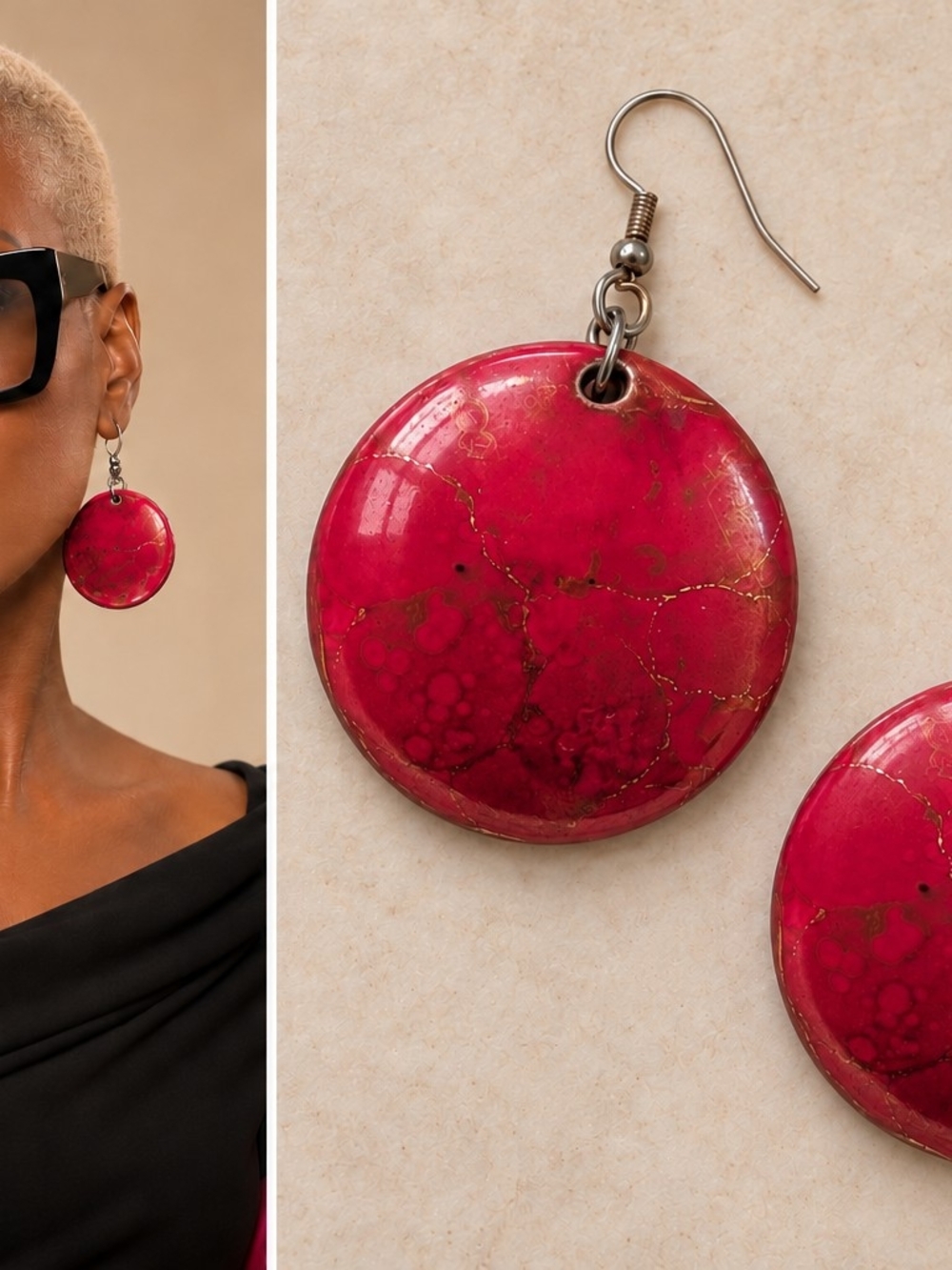Round Red Drop Earrings — Women Jewelry